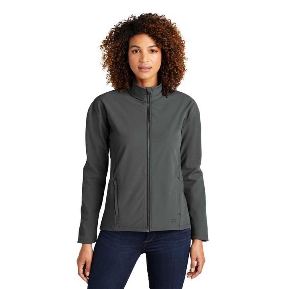 NWT OGIO Women's Commuter Full-Zip Soft‎ Shell LOG755 Gray Intel Branded Medium